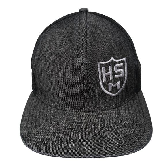 HSM Snapback Trucker Hat Black One Size Adjustable Embroidered Mesh Back - Picture 1 of 9